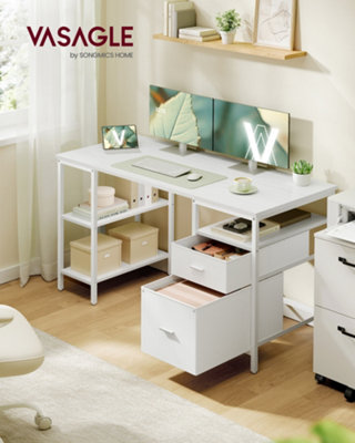 LEDREM Computer DeskWork Desk With Storage3 Shelves2 Drawers140 X 60 X 76 CmFor Home OfficeLiving RoomModern Style from B&Q