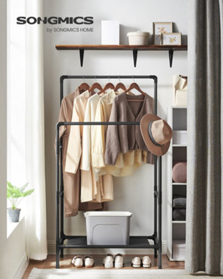 LEDREM Clothes RailClothes RackClothing Drying RailMetal Stand With 2 Hanging Rails And Storage ShelfMax. Load 55 Kg from B&Q