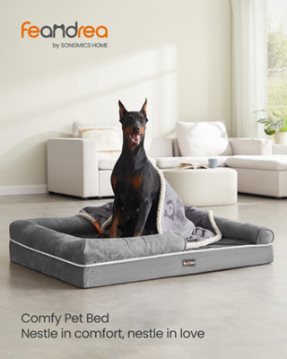 LEDREM Orthopedic Dog BedDog Sofa With SidesRemovable Washable Cover120 X 85 X 20 CmNon-Slip BottomLight Grey from B&Q