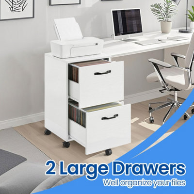 Ledrem File Cabinet For Home OfficeFiling Cabinet With 2 DrawersRolling Printer Stand With Hanging Rail For A4 from B&Q