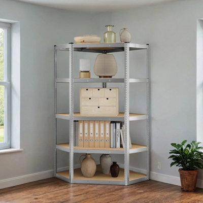 Ledrem Corner Shelf 5-TierGarage ShelvingHeavy Duty Metal Shelving UnitGarageStorage RoomWarehouseLoads 875 Kg from B&Q