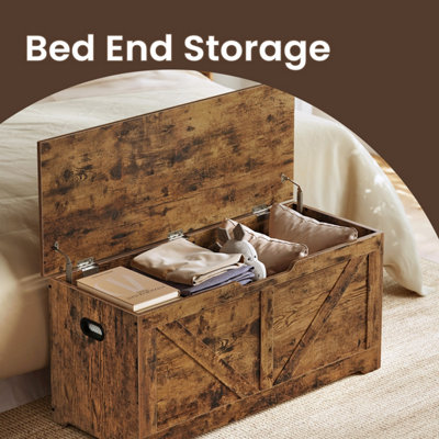 LEDREM Vasagle Storage ChestStorage Trunk With 2 Safety HingesStorage BenchShoe BenchFarmhouse StyleFor EntrywayBedroom