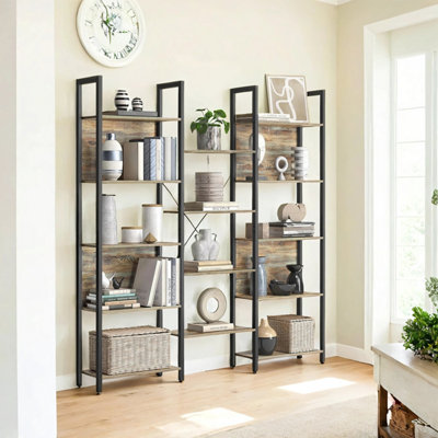 Ledrem 5-Tier Bookcase With 14 ShelvesBook Shelf With Metal Frame24 X 158 X 166 Cm from B&Q