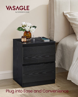 LEDREM Kailyn CollectionNightstand With Charging StationBedside Table With DrawersSide End Table2 Ac Outlets2 Usb Ports from B&Q