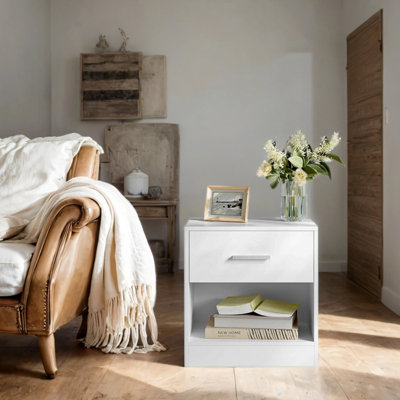 Ledrem Bedside TableSide Table With DrawerHandleOpen Compartment,easy AssemblyPerfect For Living Room Or Bedroom from B&Q