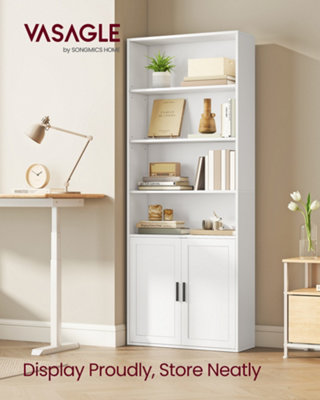 LEDREM Bookcase6-Tier Tall BookshelfBook Shelf With DoorsShelving Unit24 X 60 X 175 CmFor Living RoomHome Office from B&Q