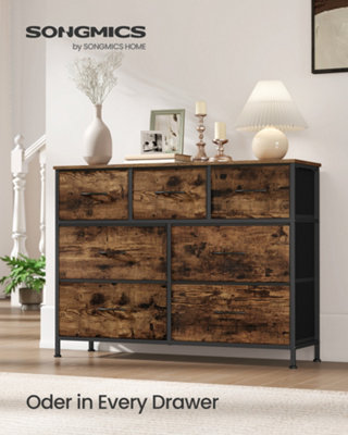 LEDREM Drawer DresserChest Of Drawers7 Non-Woven Fabric DrawersFor BedroomClosetRustic Brown And Black from B&Q