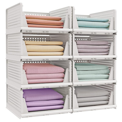 Songmics Stackable Wardrobe StorageFoldable Closet OrganiserSet Of 8 Pull-Out BasketsAnd OrganisationBedroomOffice from B&Q