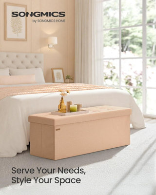 LEDREM Mazie CollectionStorage Ottoman Bench110 Cm Folding Foot Rest StoolEnd Of Bed BenchEasy AssemblyFor Living Room from B&Q