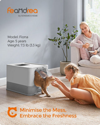 LEDREM Hidden Cat Litter BoxCat Litter Tray With HoodSlide-Out TrayScoopBrushSpacious For Large CatsMax. Load 15 Kg from B&Q