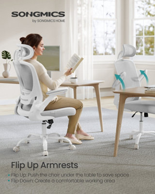 Songmics Office Mesh ChairErgonomic Swivel ChairLumbar And Head SupportWide SeatFoldable ArmrestsTilt Function from B&Q