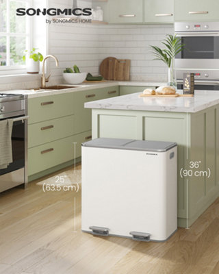 Songmics Dual Rubbish Bin2 X 10.6 Gallon (2 X 40 L) Metal Recycling Bin With 15 Rubbish Bags2-Compartment from B&Q