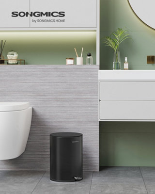 Songmics Bathroom Bin With LidToilet Bin6 L Cosmetic BinSmall Waste BinSoft CloseRemovable Plastic Inner Bucket from B&Q