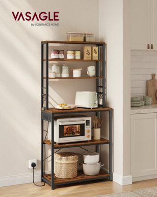 LEDREM Baker's Rack With Power OutletCoffee Bar For Kitchen With Storage6-Tier Kitchen Shelves With 6 Hooks from B&Q