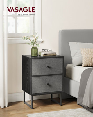LEDREM BedsideSide End Table With Storage2 Removable Fabric DrawersFor BedroomLiving Room from B&Q