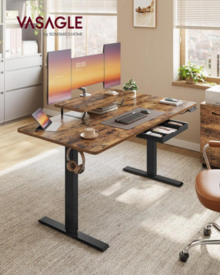 LEDREM Standing DeskHeight Adjustable Desk140 X 70 CmFlexible Monitor Stand And DrawerUsb-C PortSedentary Reminder from B&Q