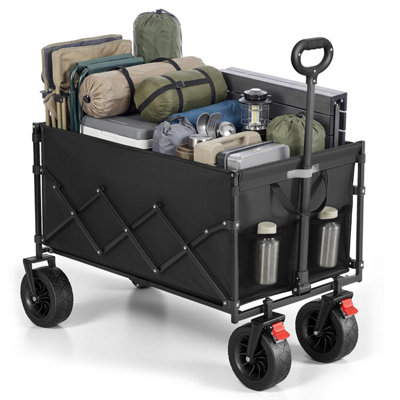 Songmics Festival Trolley On WheelsFoldable Camping CartPull Garden WagonAdjustable Handle4 Reinforced OutdoorYard from B&Q