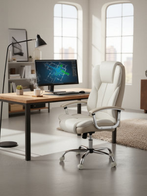 Songmics Office Chair With ArmrestsWhite from B&Q