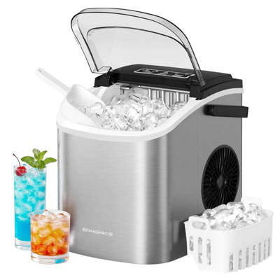 Songmics Ice Maker CountertopCube Machine With Self Cleaning6 Minutes 9 Cubes In 2 Sizes12 Kg In 24 HPortable For Kitchen from B&Q