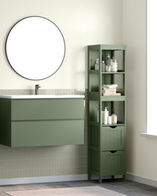 LEDREM Vasagle Bathroom CabinetFreestanding CabinetBathroom FurnitureWith 2 DrawersOpen Compartments from B&Q