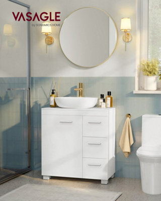 LEDREM Under Sink Bathroom CabinetStorage Cabinet With Feet3 Drawers2 Compartments Behind The DoorFor Washbasins With Pedestal from B&Q