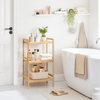 LEDREM 3-Tier Bamboo Storage Rack For BathroomKitchenBedroom45 X 31.5 X 80 CmNatural from B&Q