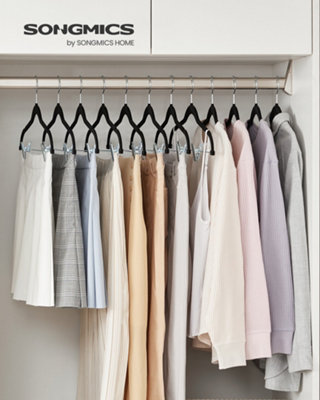 LEDREM Trouser HangersSet Of 20 Velvet Hangers With Adjustable Clips42.5 Cm LongNon-SlipSpace-SavingFor SkirtsCoats from B&Q