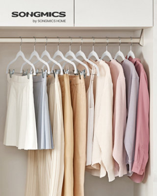 LEDREM Trouser HangersSet Of 20 Velvet Hangers With Adjustable Clips42.5 Cm LongNon-SlipSpace-SavingFor SkirtsCoatsDresses from B&Q