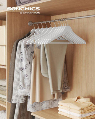 LEDREM Wooden HangersPack Of 10Coat HangersPants Bar360 Swivel HooksSolid Birch WoodSpace SavingFor JacketsShirtsCoats from B&Q