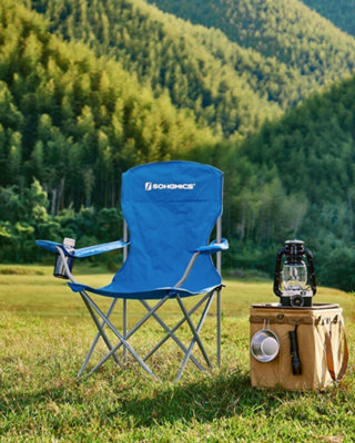 LEDREM Set Of 2 Folding Camping ChairsComfortableHeavy Duty StructureOutdoor Chair With Cup HolderBlue from B&Q