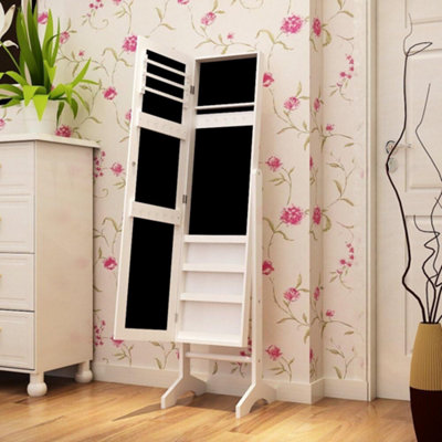 LEDREM Jewelry Cabinet And Standing Mirror Box Two In OneWhite from B&Q