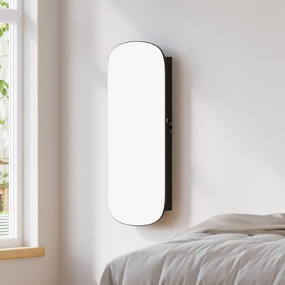 B&Q -  Mirror With StorageLed Mirror Jewellery Cabinet Wall/door MountedLockable Rounded Wide Jewellery Organise