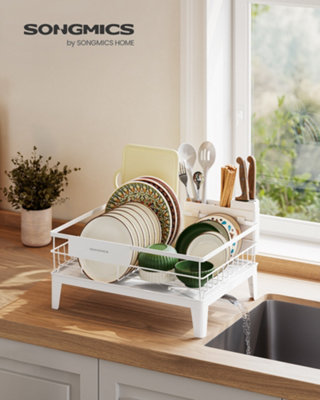 LEDREM Dish Drying RackDish Drainer For Kitchen Counter360 Rotatable And Extendable SpoutDrainboardWith Cutlery Holder from B&Q