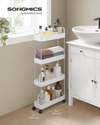 LEDREM Storage TrolleySlim Trolley4-Tier Kitchen Storage TrolleyNarrow Gap Bathroom Trolley With Wheels And Handles from B&Q