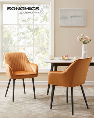 LEDREM Dining ChairKitchen ChairVelvet ArmchairUpholstered With ArmrestsMax. Load 120 KgMetal LegsFor Dining RoomLounge