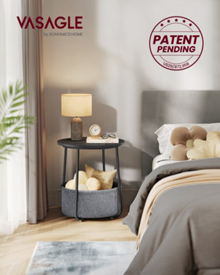 LEDREM Vasagle Side TableRound End Table With Fabric BasketSpaciousFor Living Room BedroomBedside TableModern Style from B&Q