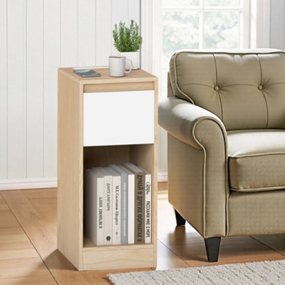 LEDREM Slim Bedside Table With Charging Station And Led LightNarrow Side End TableUsb PortsDrawer And Open Compartment from B&Q