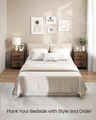 LEDREM Nightstand With 2 Non-Woven Fabric DrawersChest Of Drawers For BedroomClosetRustic Brown And Black from B&Q