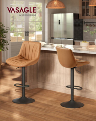 LEDREM Bar Stools Set Of 2Adjustable Bar Chairs With Backs360 SwivelMetal FootrestBarstoolsFor Kitchen Dining Reception from B&Q