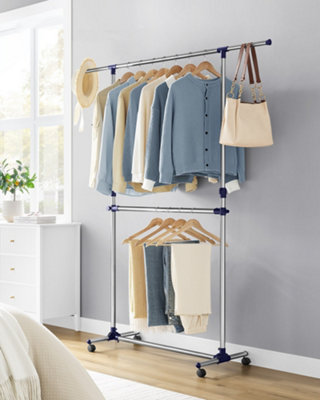 LEDREM Adjustable Garment Rack Clothes Hanging Rail Stand With Middle RailStainless Steel Clad Pipe from B&Q