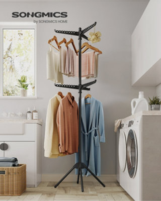 LEDREM Clothes AirerClothes Drying Rack With 6 Rotatable Arms For Hangers4-Leg Indoor Folding Laundry RackStainless Steel from B&Q