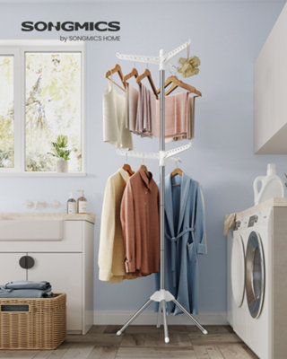 LEDREM Clothes AirerClothes Drying Rack With 6 Rotatable Arms For Hangers4-Leg Indoor Folding Laundry RackStainless Steel from B&Q