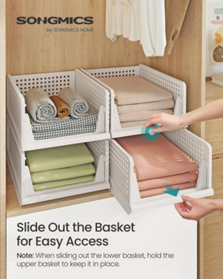 LEDREM Stackable Wardrobe StorageFoldable Closet OrganiserSet Of 4 Pull-Out BasketsCloset Storage And OrganisationBedroom from B&Q