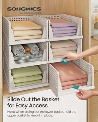 LEDREM Stackable Wardrobe StorageFoldable Closet OrganiserSet Of 6 Pull-Out BasketsCloset Storage And OrganisationBedroom from B&Q
