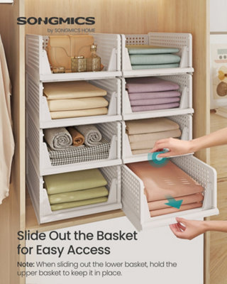 LEDREM Stackable Wardrobe StorageFoldable Closet OrganiserSet Of 8 Pull-Out BasketsCloset Storage And OrganisationBedroom from B&Q