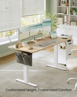 LEDREM Electric Standing DeskHeight Adjustable Desk160 X 70 CmContinuous AdjustmentSpliced Desktop4 Memory HeightsUsb-Port from B&Q
