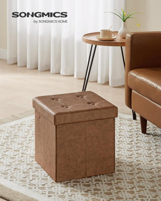 LEDREM Mazie CollectionStorage Ottoman38 Cm Folding Foot Rest StoolOttoman Storage BoxEasy AssemblyFor Living RoomBedroom from B&Q