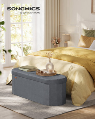 LEDREM Storage Ottoman BenchStorage ChestFolding Foot Rest StoolEasy AssemblyFor Living RoomEntrywayBedroomVelvet Fabric from B&Q
