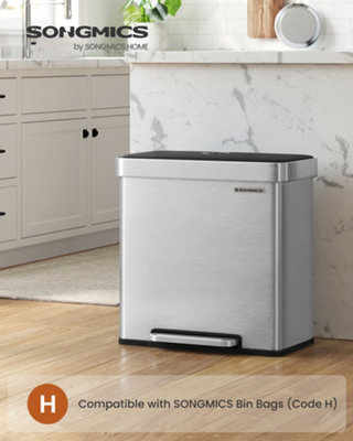 LEDREM Kitchen Bin2 X 30L Stainless Steel Pedal Rubbish Bin With 15 Trash BagsRecycling And WasteWith Plastic Inner Buckets from B&Q