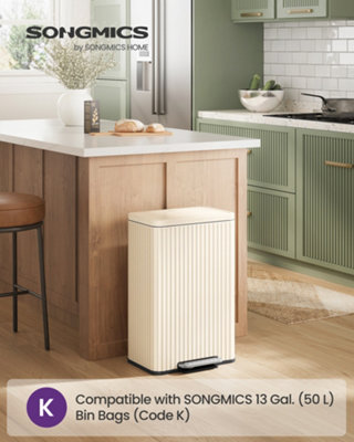 LEDREM Kitchen Bin13 Gallon (50 L) Waste Bin With PedalSoft-Close LidAnd Removable Inner BucketSteel from B&Q